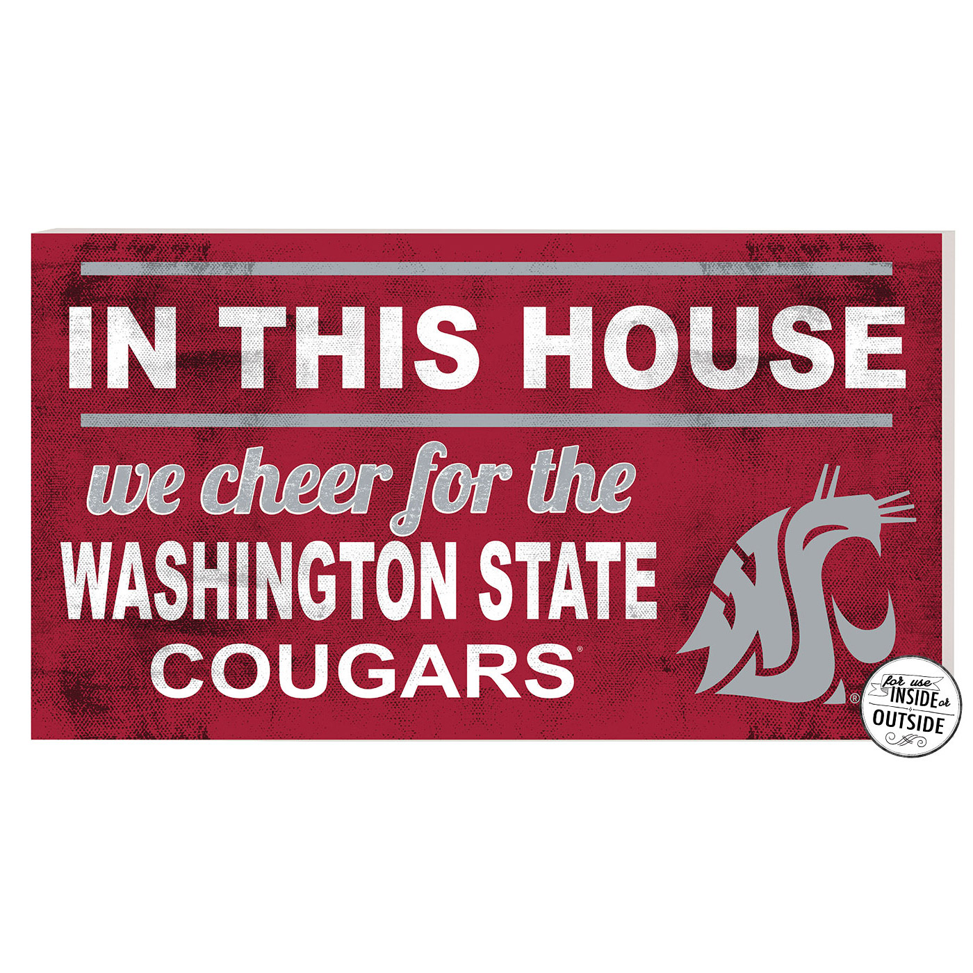 Washington State Cougars 11'' x 20'' Indoor/Outdoor In This House Sign