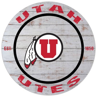 Utah Utes 20'' x 20'' Indoor/Outdoor Weathered Circle Sign