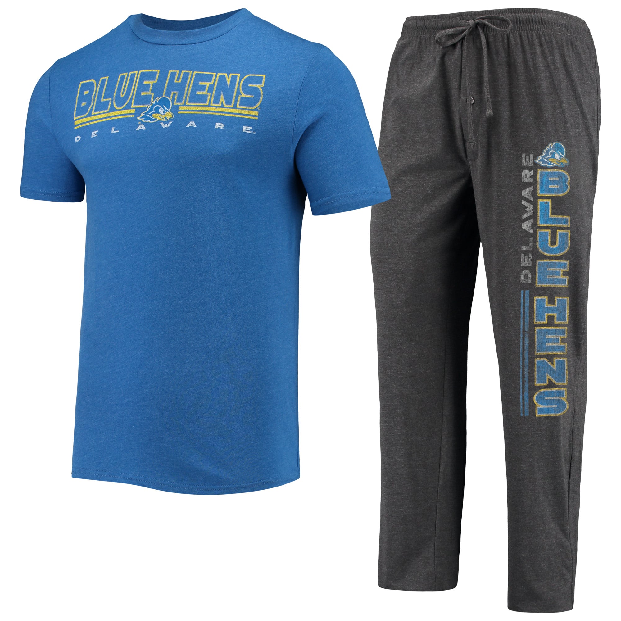 Men's Concepts Sport Heathered Charcoal/Royal Delaware Fightin' Blue Hens Meter Top & Pants Sleep Set