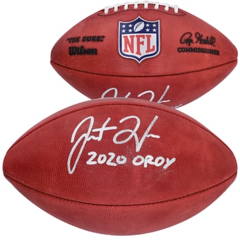 Justin Herbert Los Angeles Chargers Autographed Duke Football with "2020 OROY" Inscription