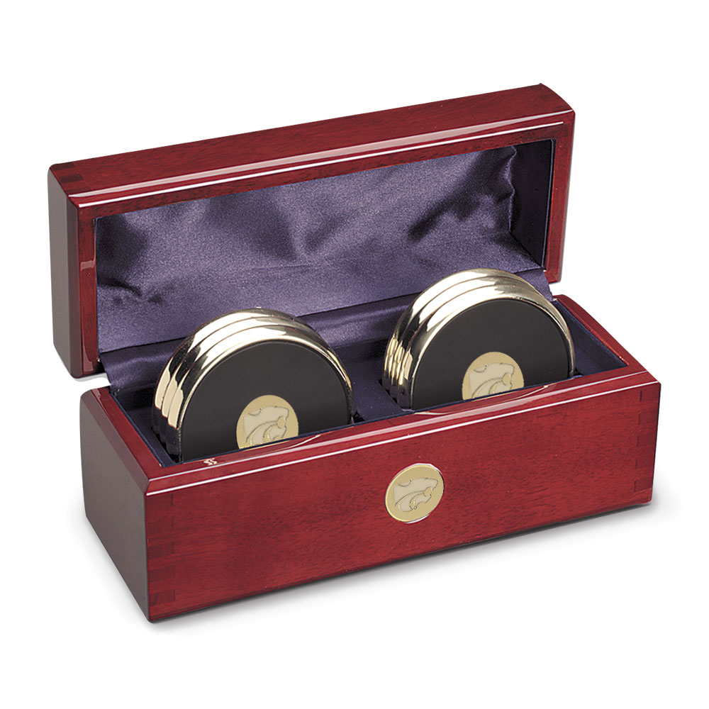 Gold Kansas State Wildcats Six-Piece Coaster Set in Rosewood Box