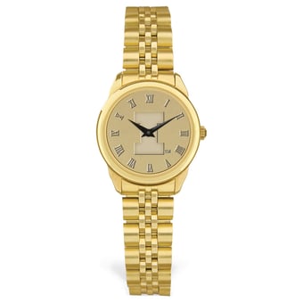 Women's Gold Illinois Fighting Illini Medallion Rolled Link Bracelet Wristwatch