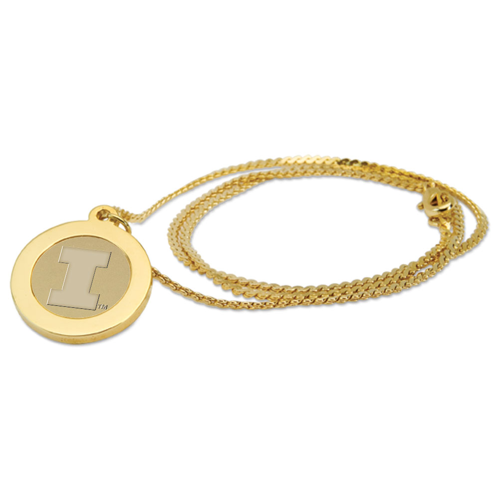 Gold Illinois Fighting Illini 18'' Pendant Necklace