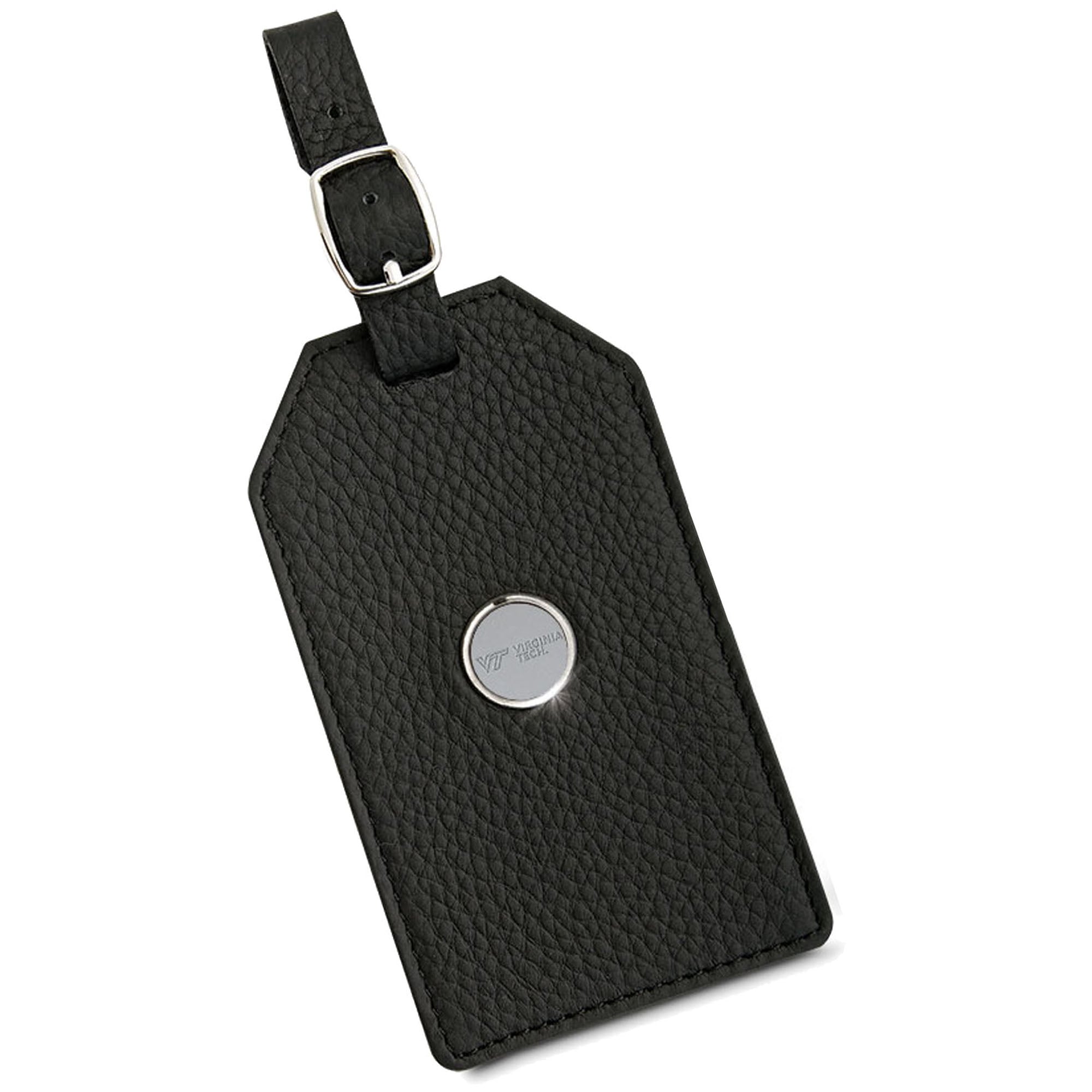 Black Virginia Tech Hokies Leather Luggage Tag