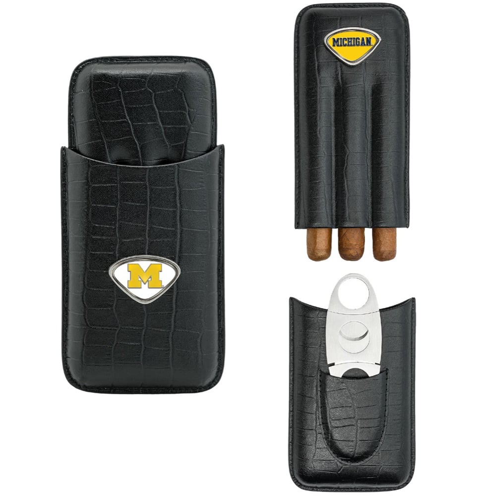 Black Michigan Wolverines Cigar Case