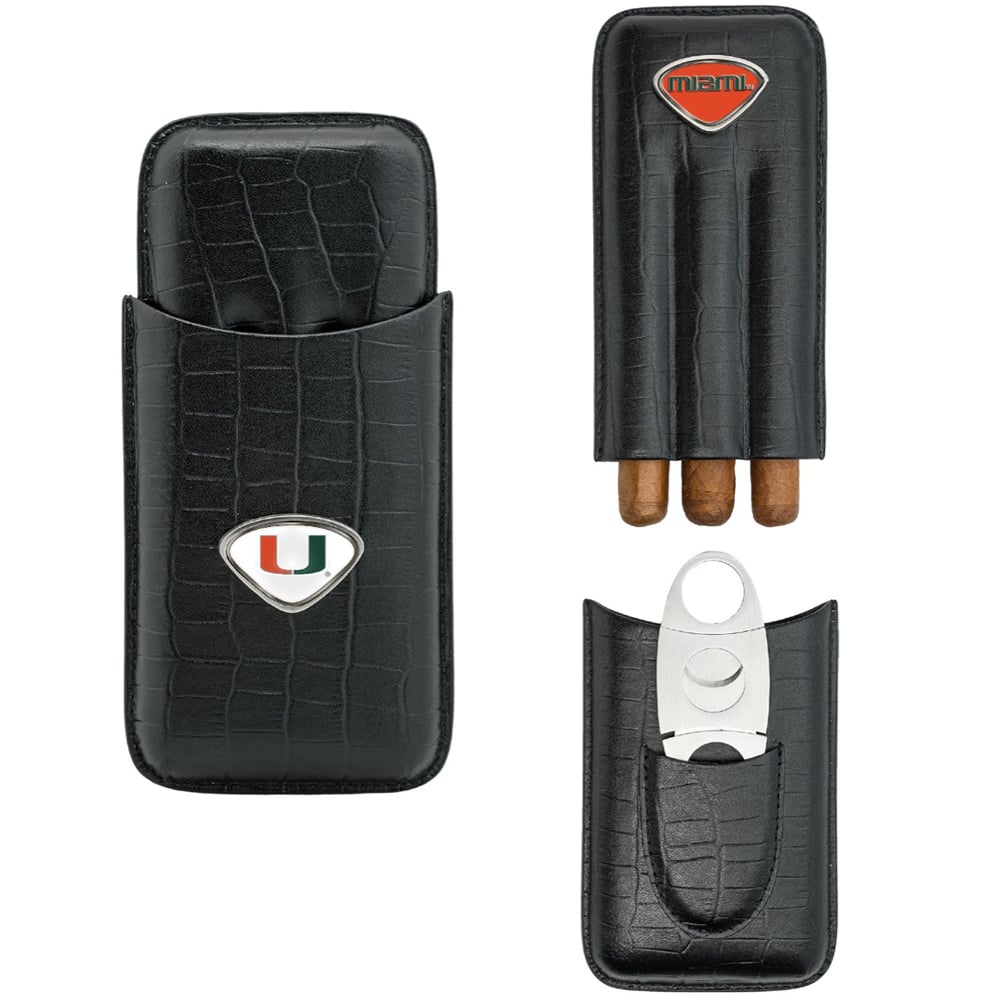 Black Miami Hurricanes Cigar Case