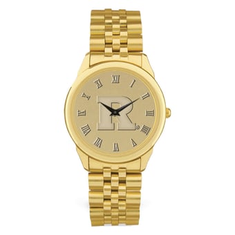 Men's Gold Rutgers Scarlet Knights Medallion Rolled Link Bracelet Wristwatch
