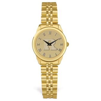 Women's Gold Rutgers Scarlet Knights Medallion Rolled Link Bracelet Wristwatch