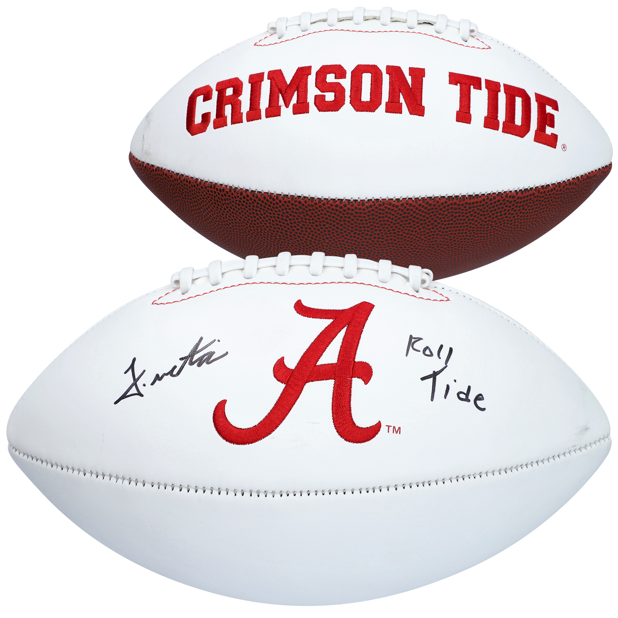 John Metchie Alabama Crimson Tide Autographed White Panel Football with “Roll Tide” Inscription John Metchie Alabama Crimson Tide Autographed White Panel Football with “Roll Tide” Inscription