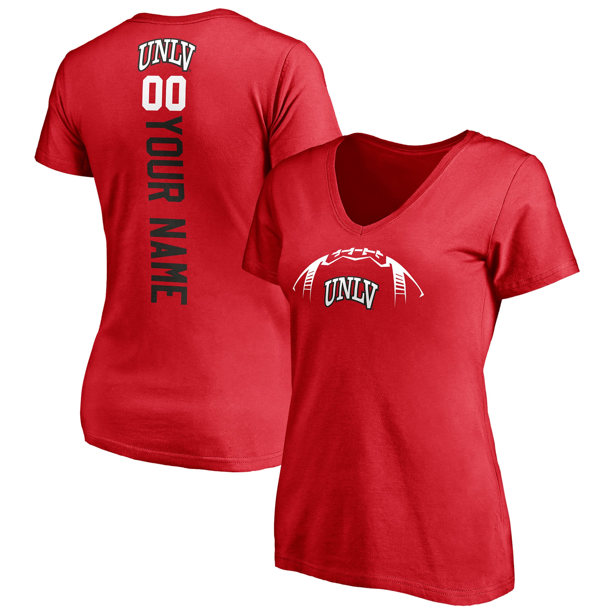 Women's Scarlet UNLV Rebels Playmaker Football Personalized Name & Number V-Neck T-Shirt