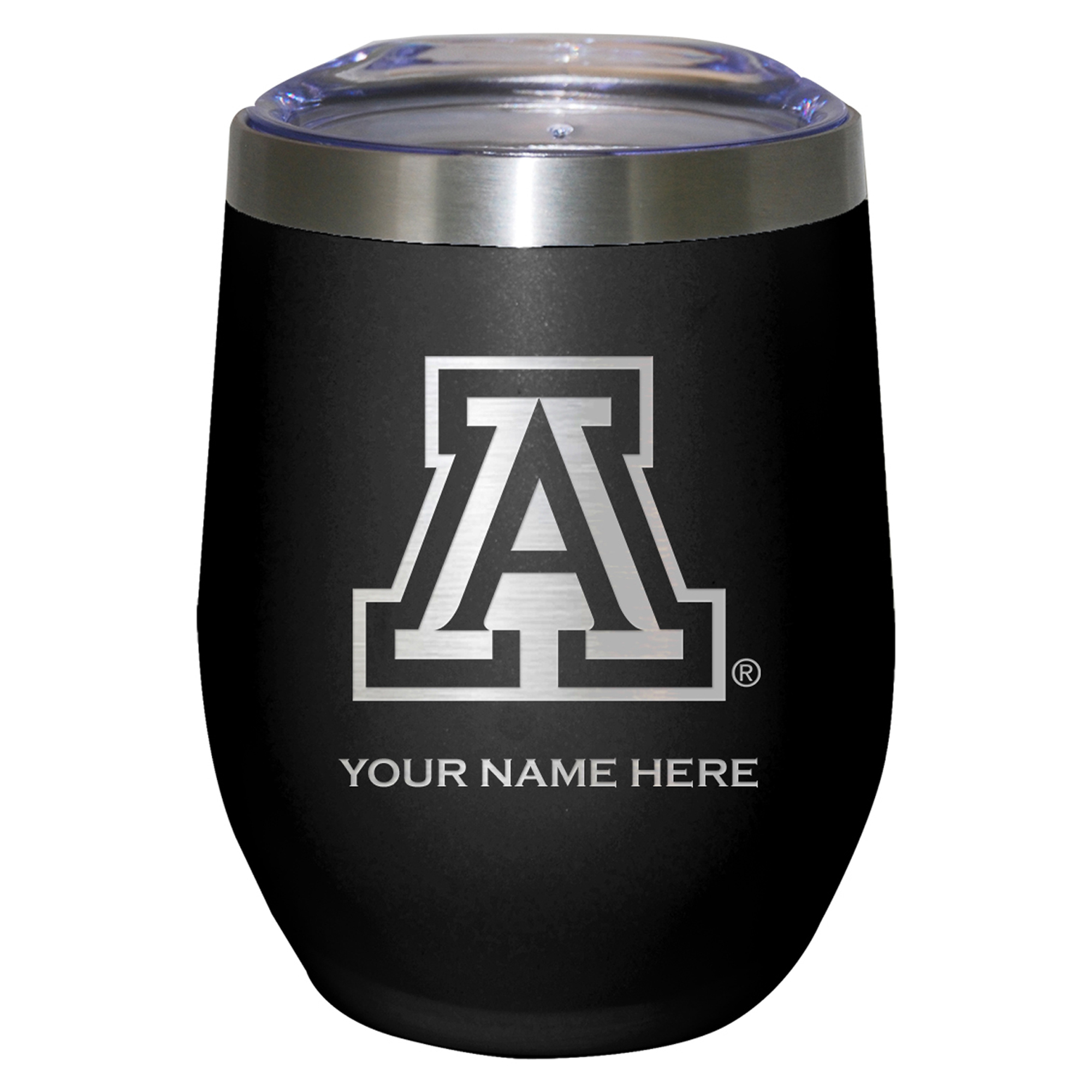 Black Arizona Wildcats 12oz. Personalized Etched Stemless Tumbler