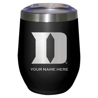 Black Duke Blue Devils 12oz. Personalized Etched Stemless Tumbler