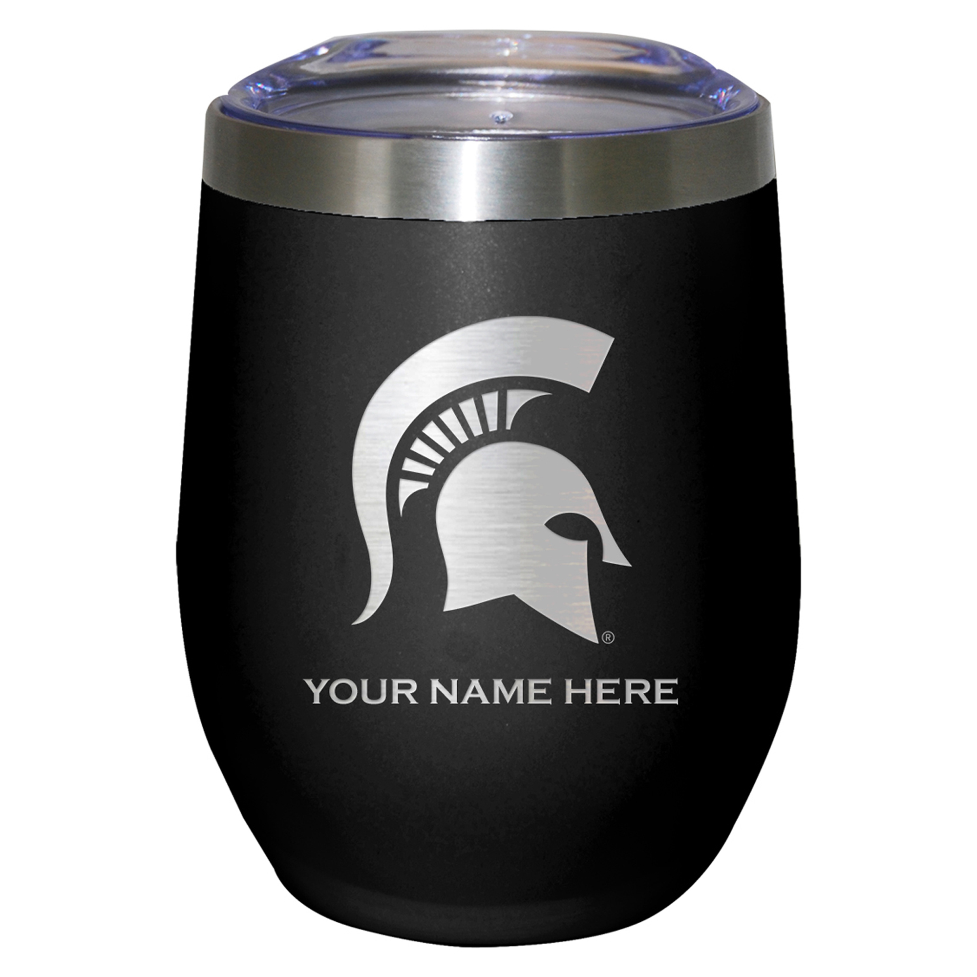 Black Michigan State Spartans 12oz. Personalized Etched Stemless Tumbler