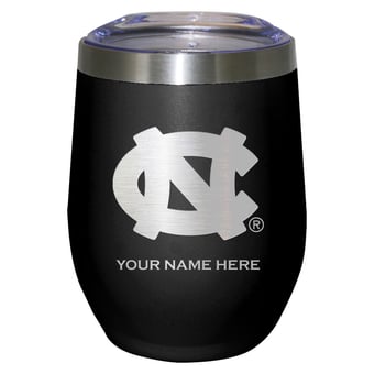 Black North Carolina Tar Heels 12oz. Personalized Etched Stemless Tumbler