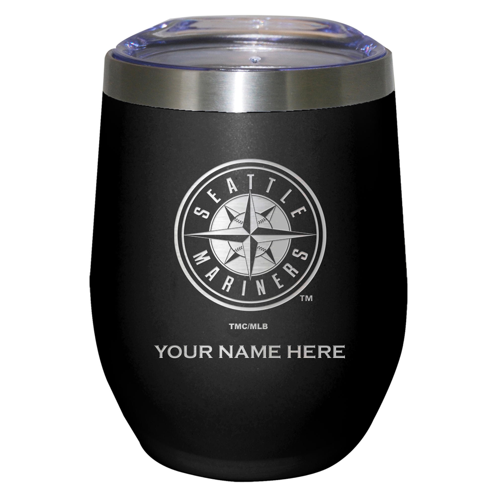 Black Seattle Mariners 12oz. Personalized Etched Stemless Tumbler Black Seattle Mariners 12oz. Personalized Etched Stemless Tumbler