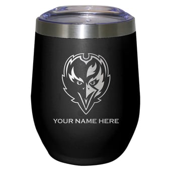 Black Baltimore Ravens 12oz. Personalized Etched Stemless Tumbler