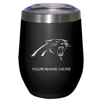 Black Carolina Panthers 12oz. Personalized Etched Stemless Tumbler