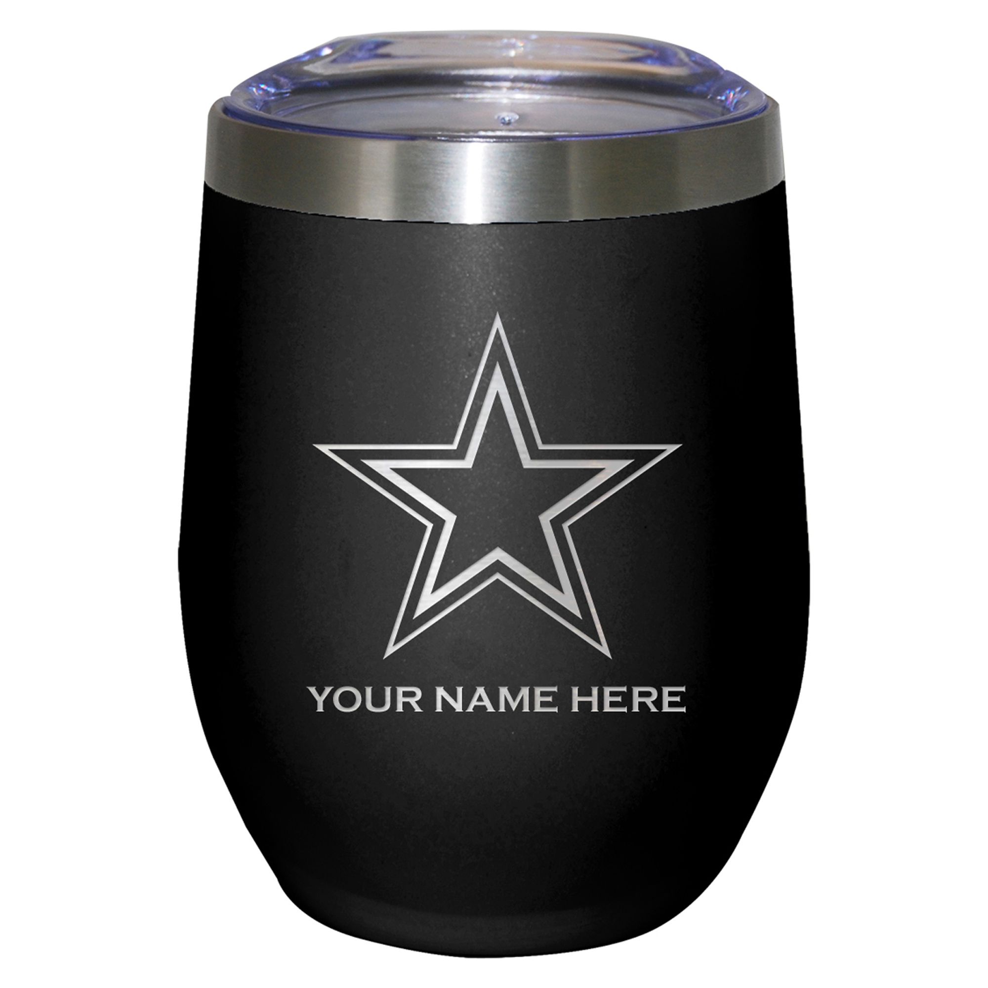 Black Dallas Cowboys 12oz. Personalized Etched Stemless Tumbler Black Dallas Cowboys 12oz. Personalized Etched Stemless Tumbler