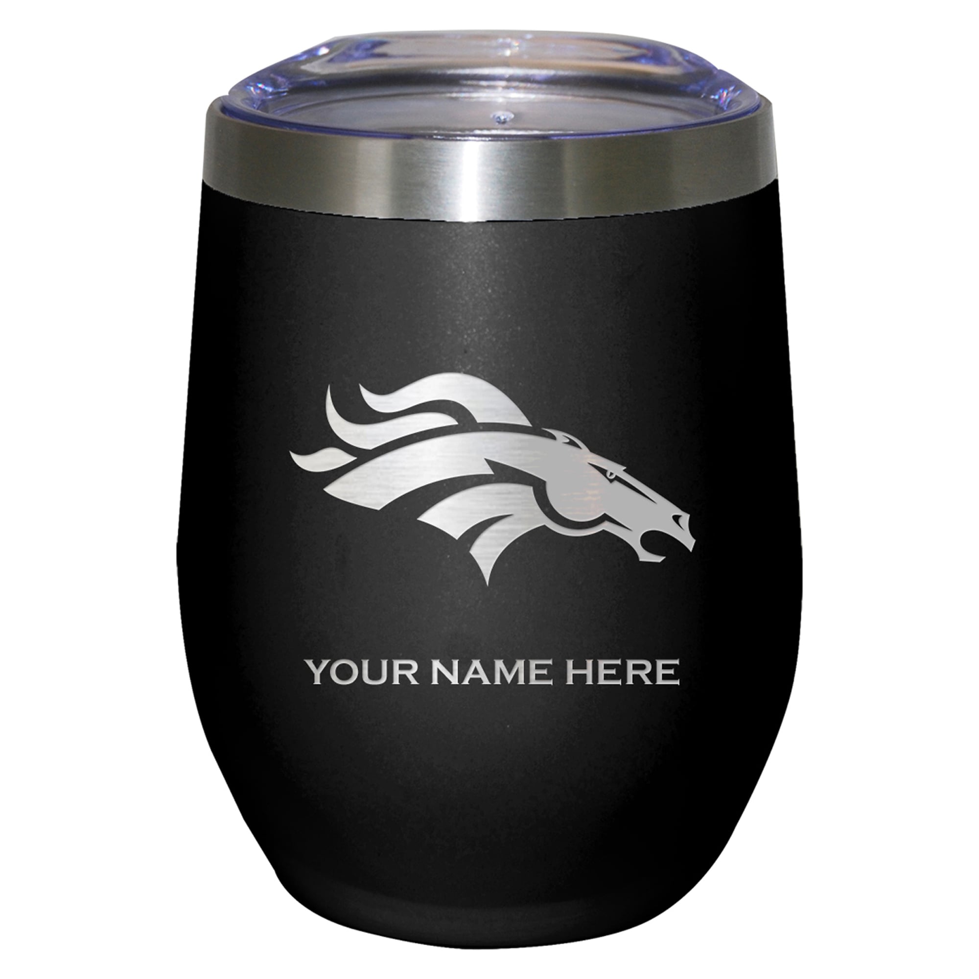 Black Denver Broncos 12oz. Personalized Etched Stemless Tumbler Black Denver Broncos 12oz. Personalized Etched Stemless Tumbler