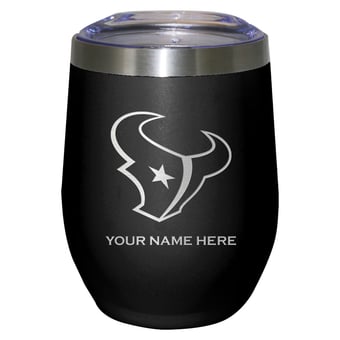 Black Houston Texans 12oz. Personalized Etched Stemless Tumbler