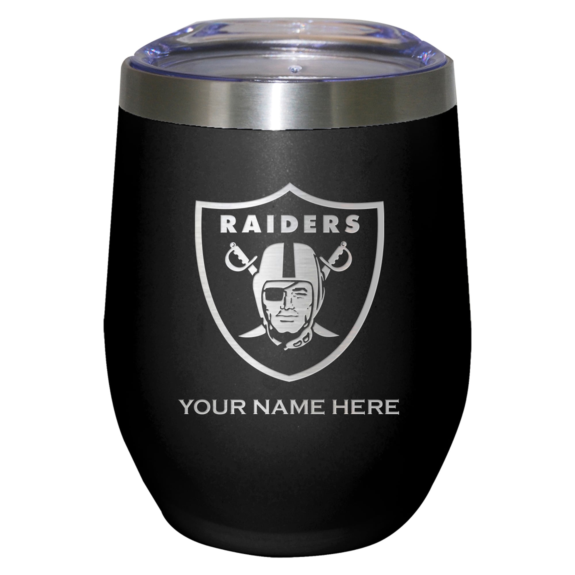 Black Las Vegas Raiders 12oz. Personalized Etched Stemless Tumbler Black Las Vegas Raiders 12oz. Personalized Etched Stemless Tumbler