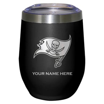 Black Tampa Bay Buccaneers 12oz. Personalized Etched Stemless Tumbler