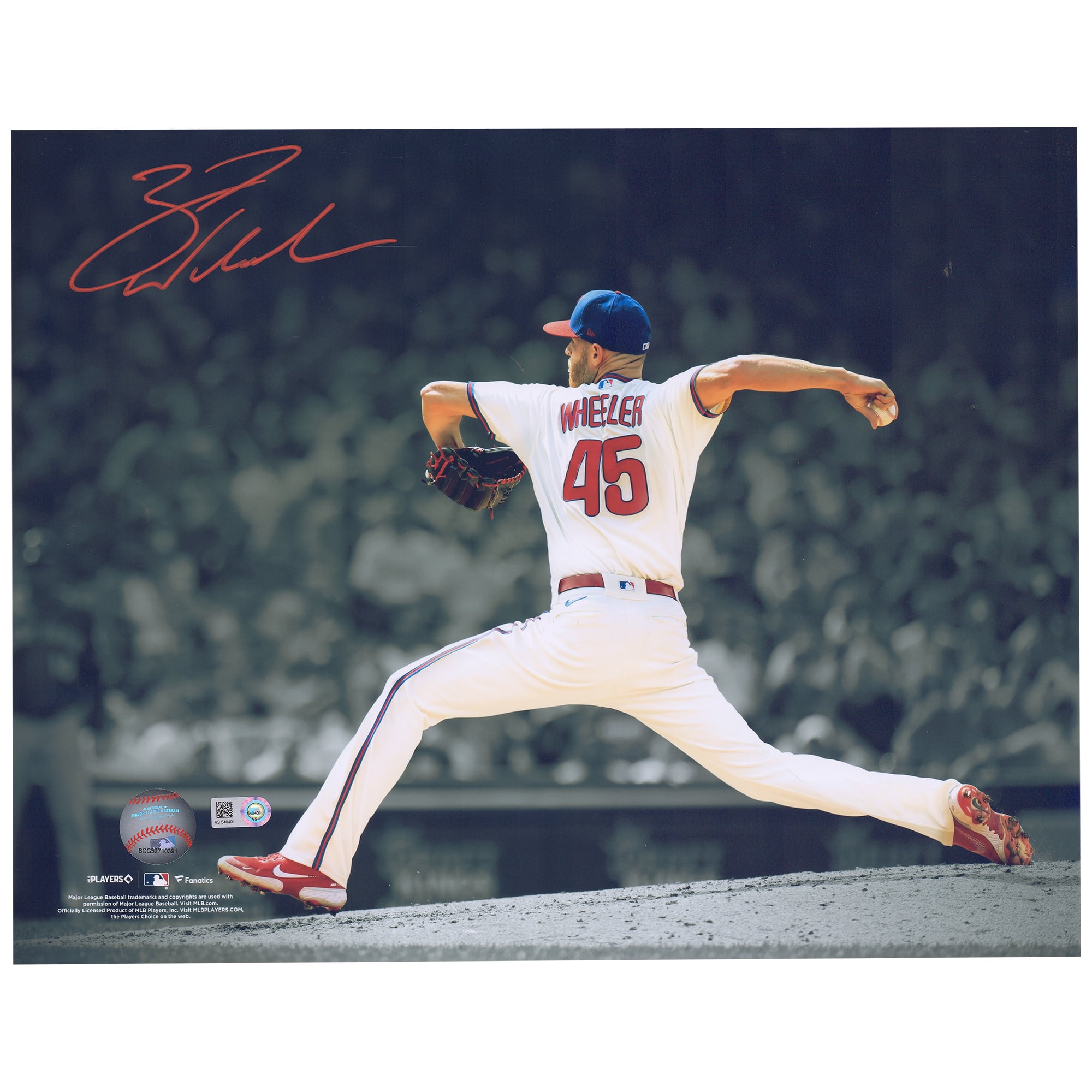 Zack Wheeler Philadelphia Phillies Autographed 11" x 14" Pitching Spotlight Photograph