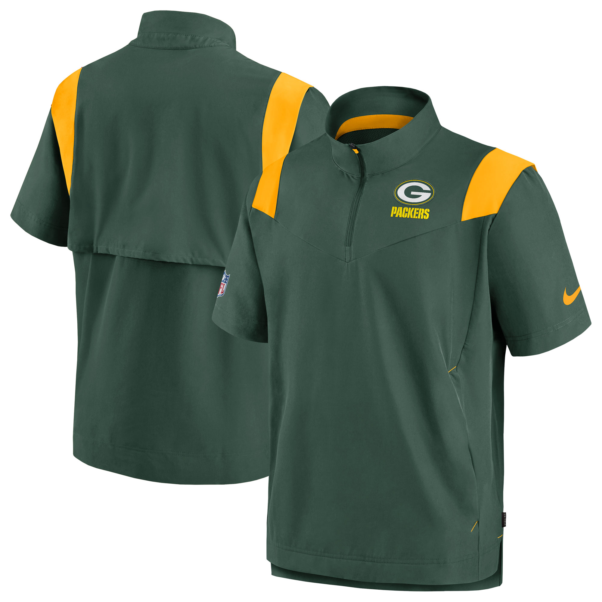 Men's Nike Kelly Green Green Bay Packers Sideline Coaches Chevron Lockup Pullover Top