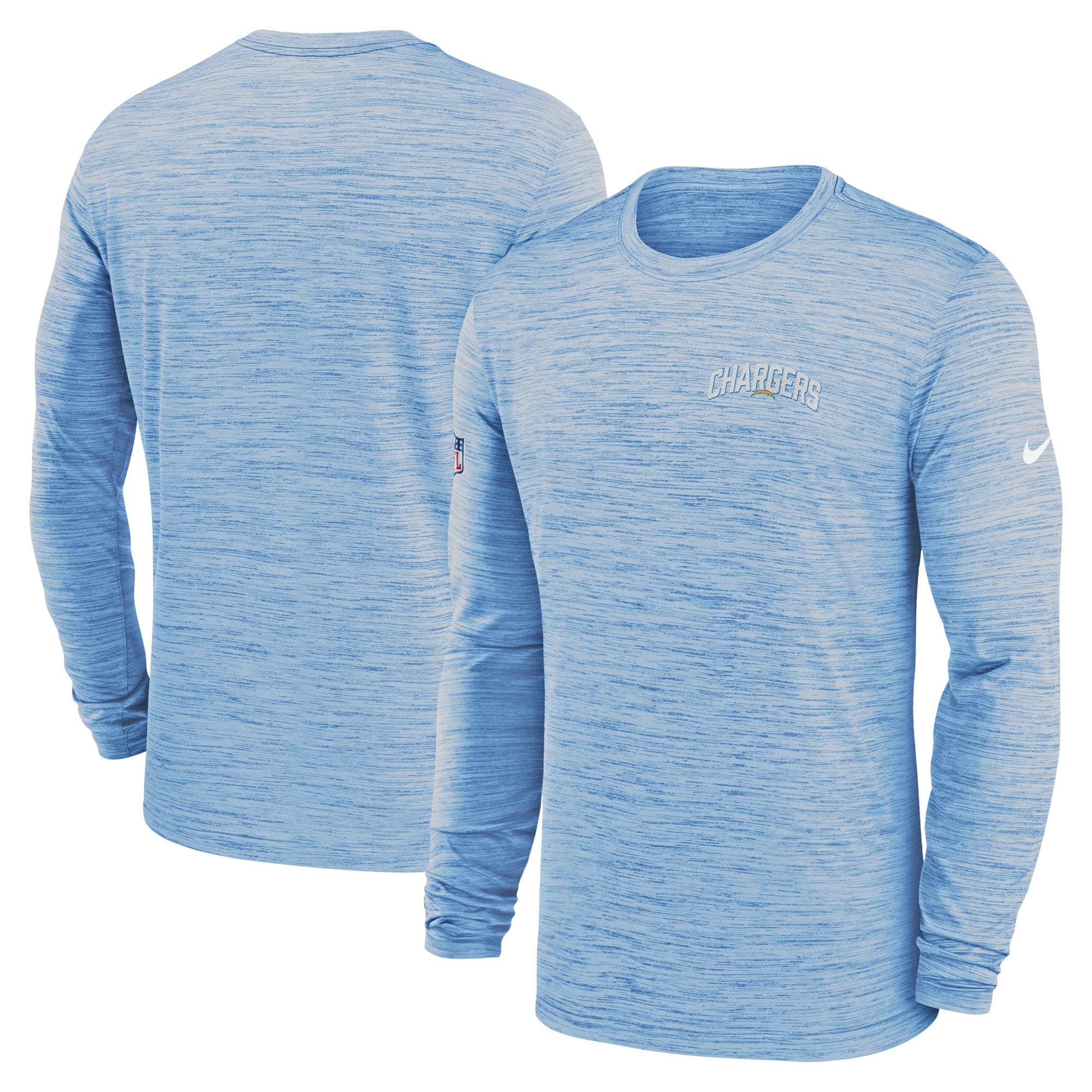 Men’s Nike Powder Blue Los Angeles Chargers Sideline Velocity Athletic Stack Performance Long Sleeve T-Shirt
