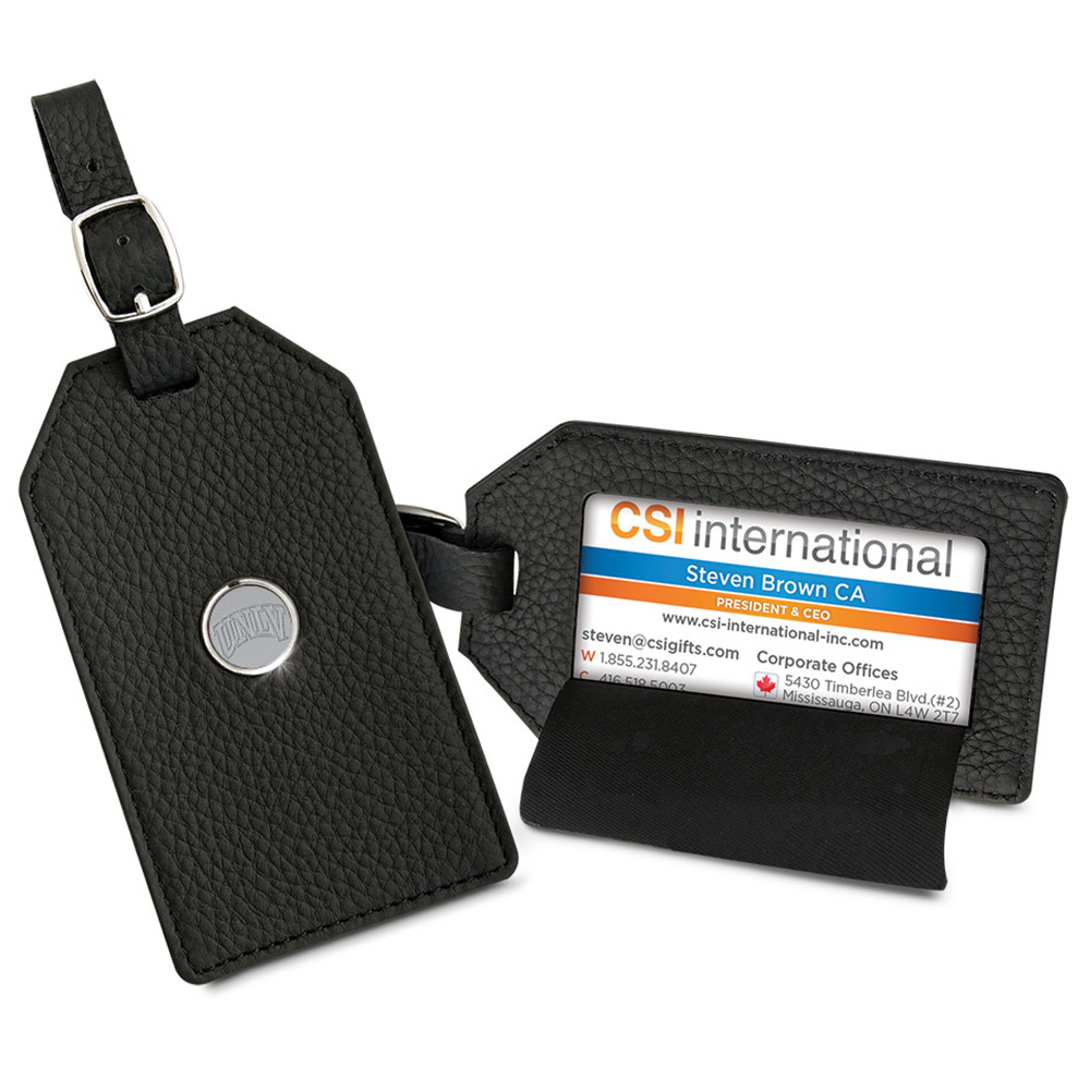 Black UNLV Rebels Leather Luggage Tag