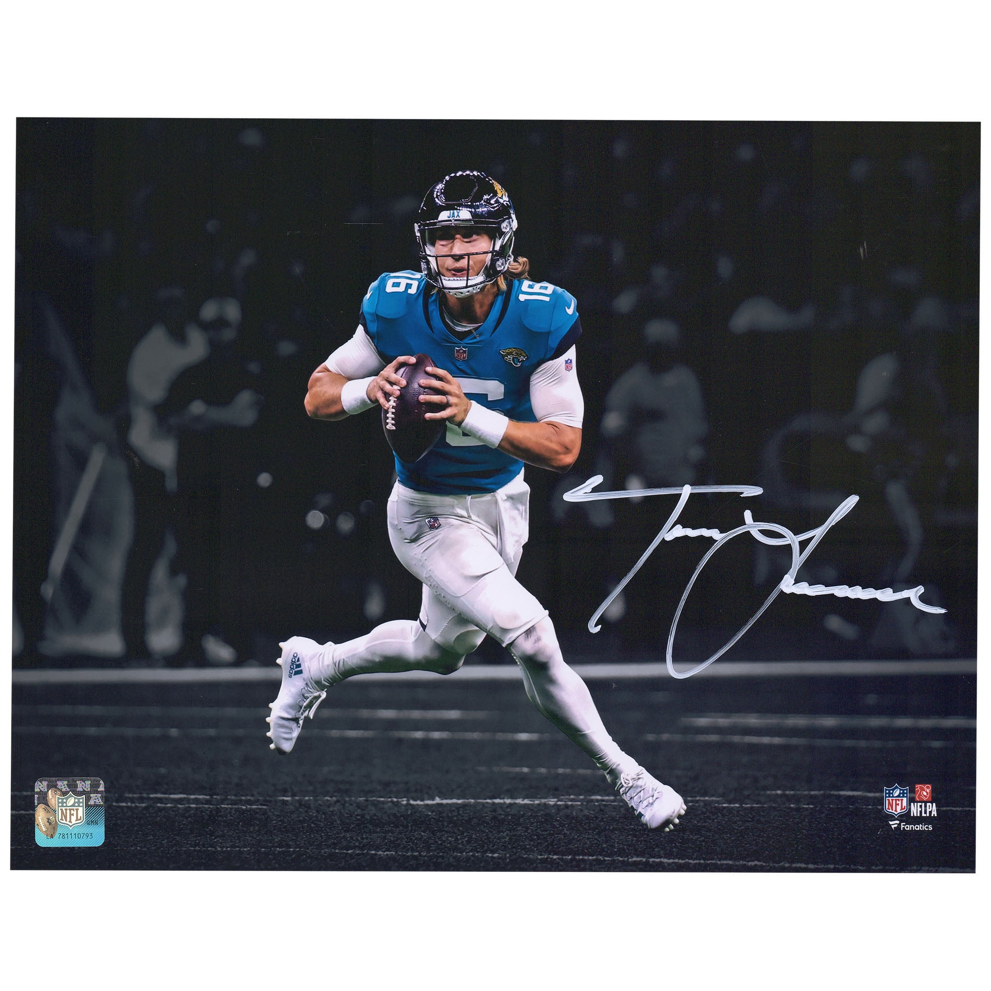Trevor Lawrence Jacksonville Jaguars Autographed 11" x 14" Spotlight Roll Out Photograph