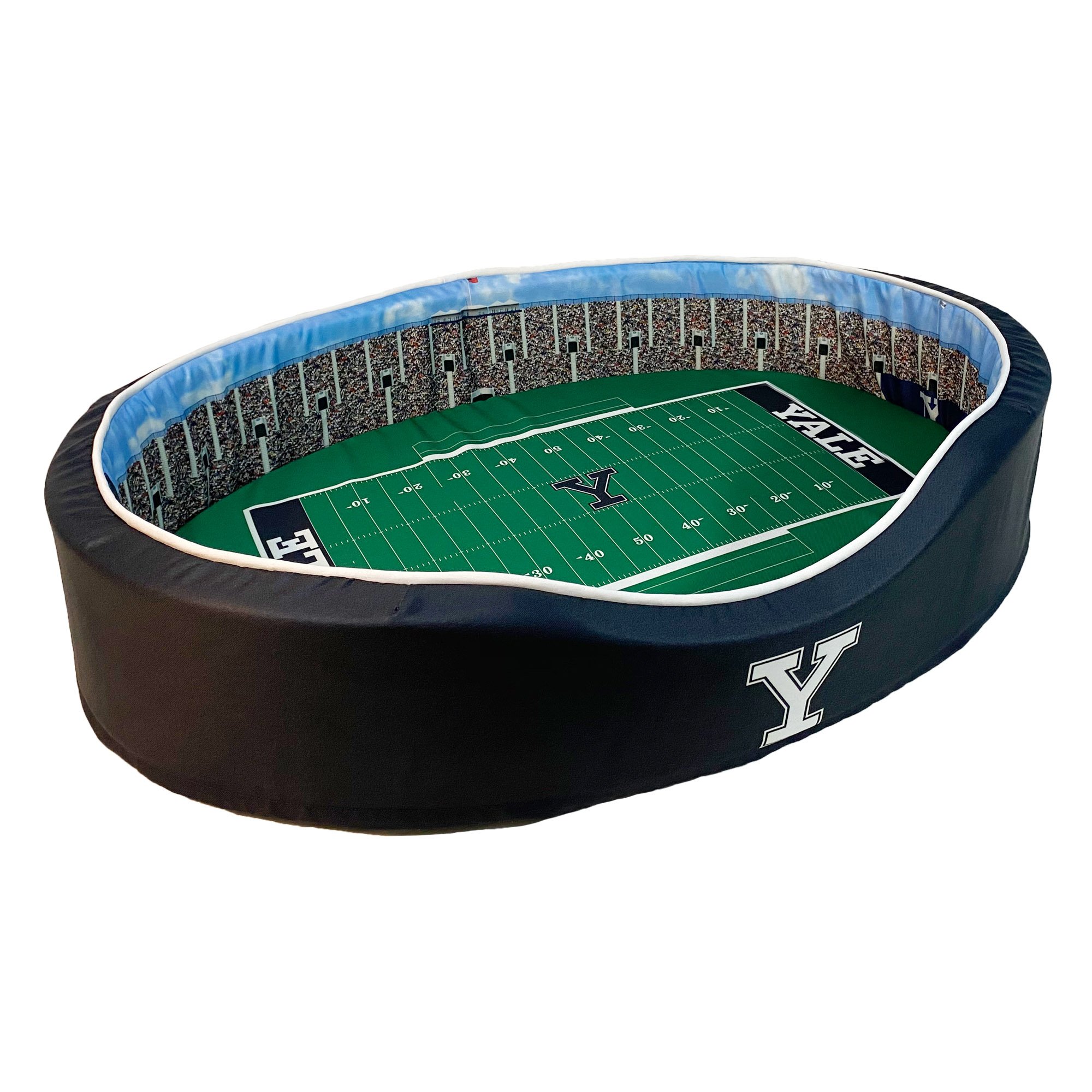 Navy Yale Bulldogs 8'' x 25'' x 38'' Large Stadium Oval Dog Bed