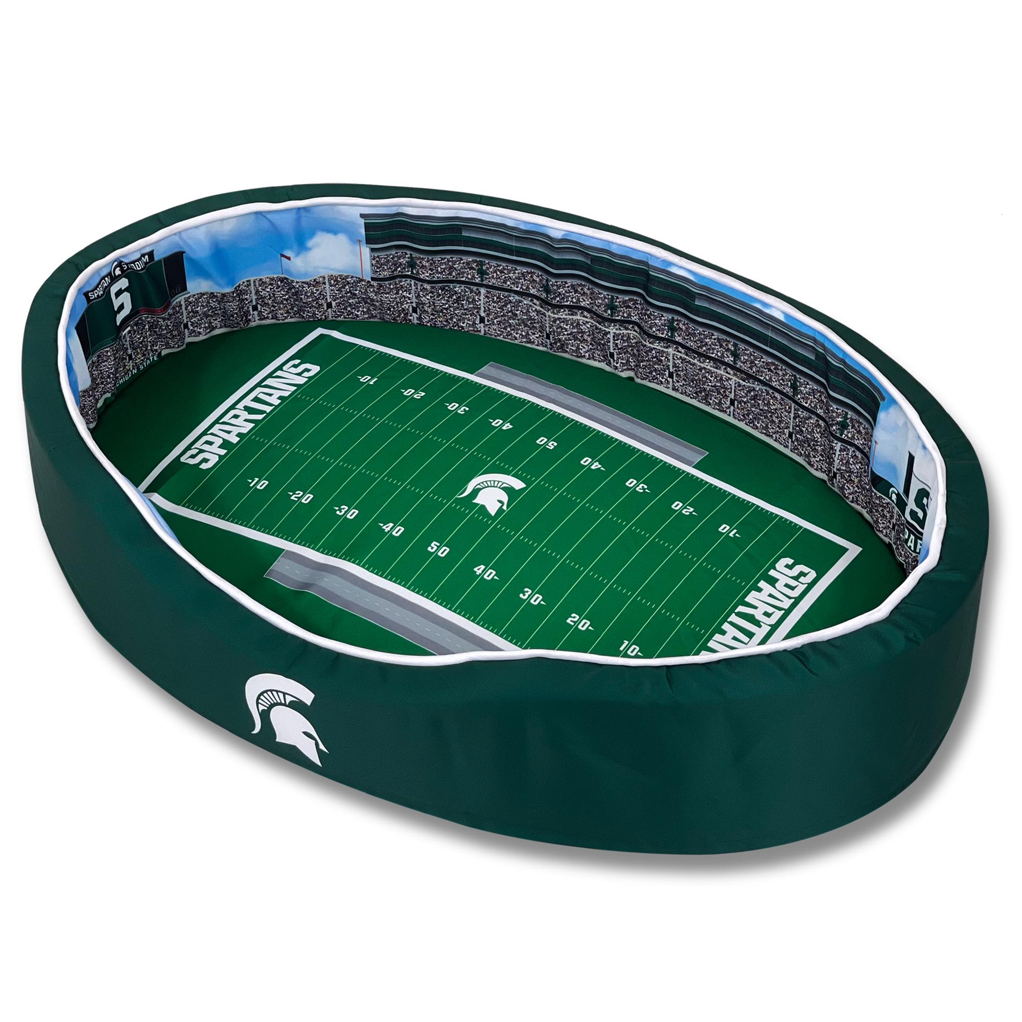 Green Michigan State Spartans 7'' x 22'' x 34'' Medium Stadium Oval Dog Bed