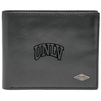 Men's Fossil Black UNLV Rebels Leather Ryan RFID Flip ID Bifold Wallet