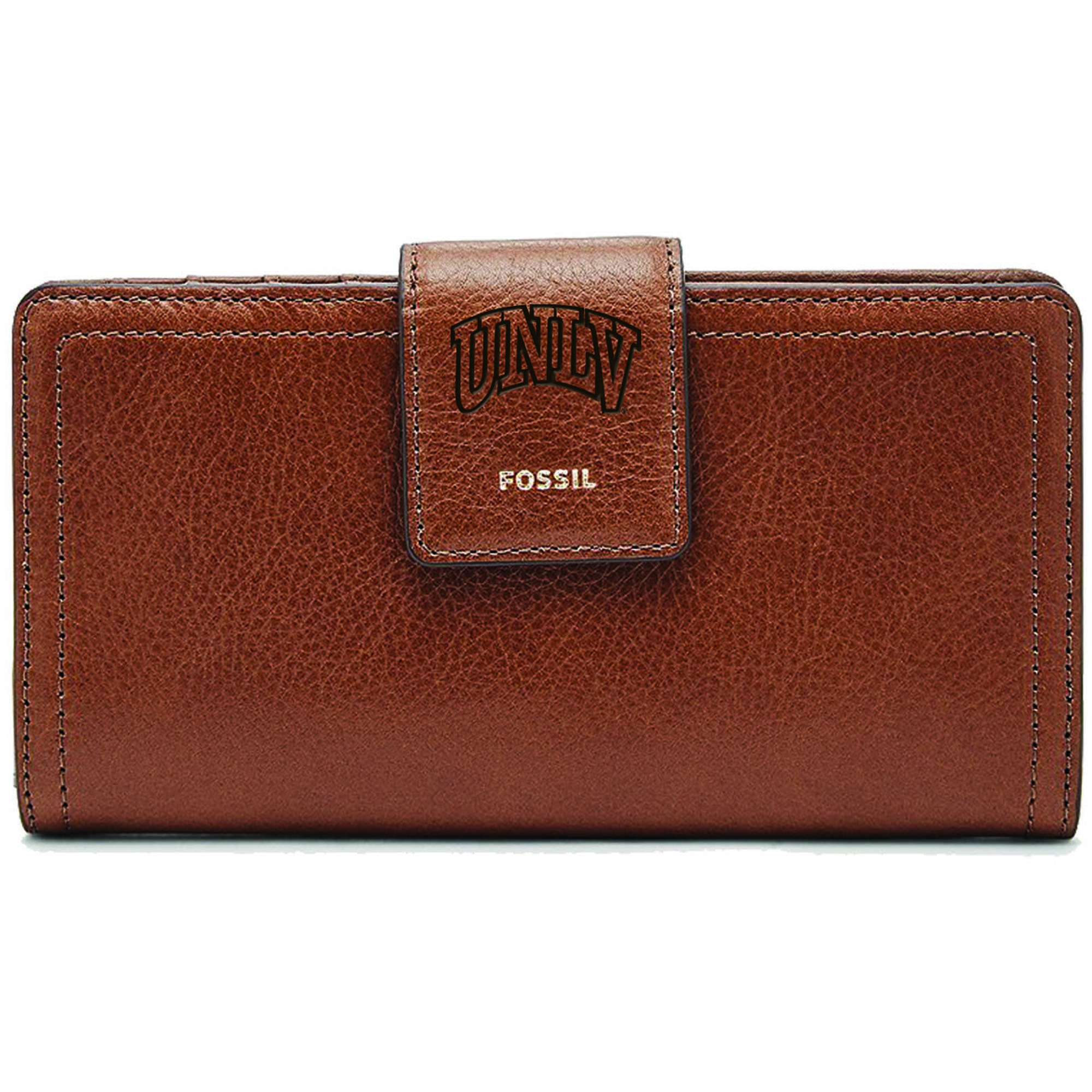 Women's Fossil Brown UNLV Rebels Leather Logan RFID Tab Clutch