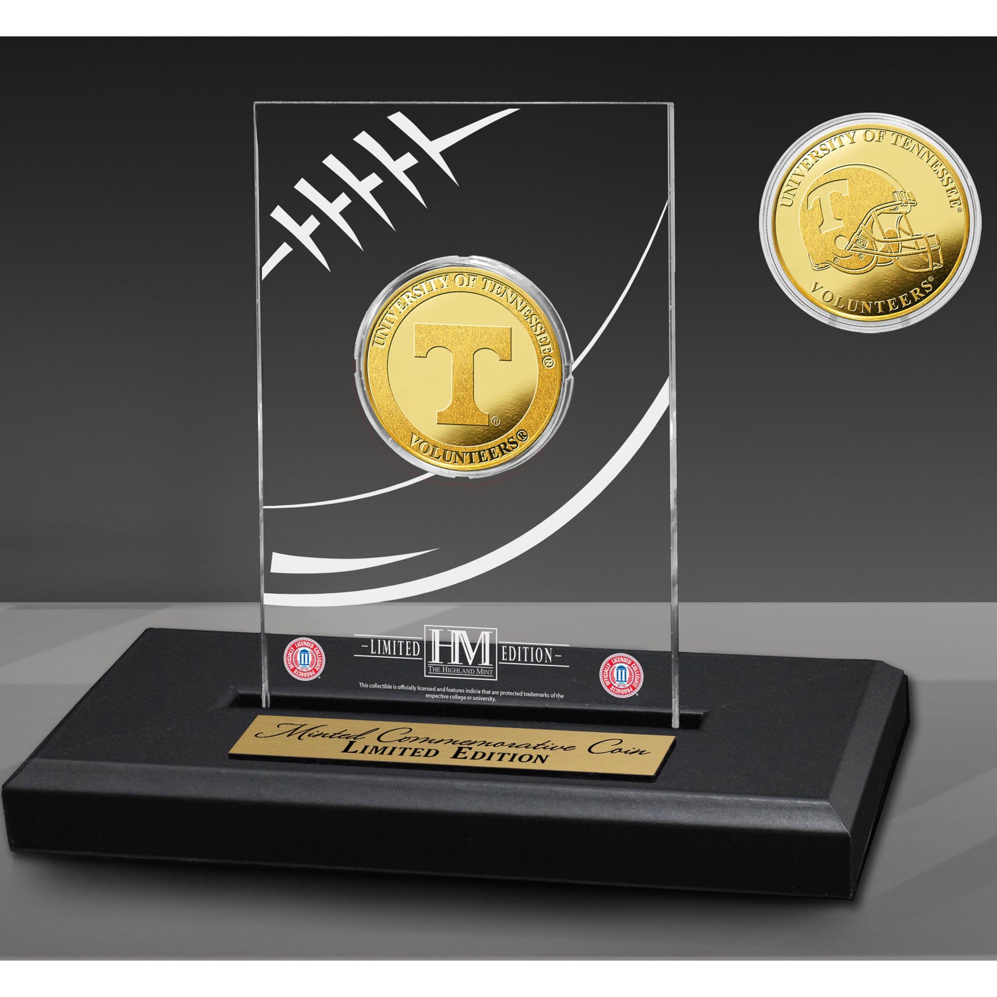 Highland Mint Tennessee Volunteers 3'' x 5'' Acrylic Gold Coin Desk Top Display