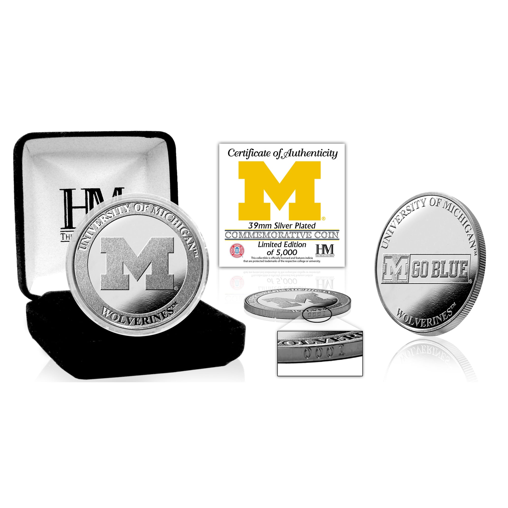 Highland Mint Michigan Wolverines Silver Mint Coin
