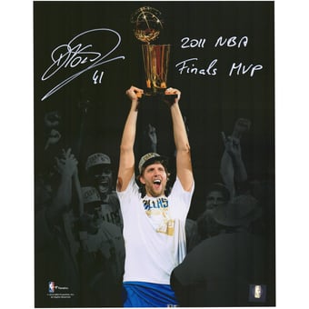 Dirk Nowitzki Dallas Mavericks Autographed 11" x 14" 2011 NBA Finals Spotlight Photograph with "2011 NBA Finals MVP" Inscription