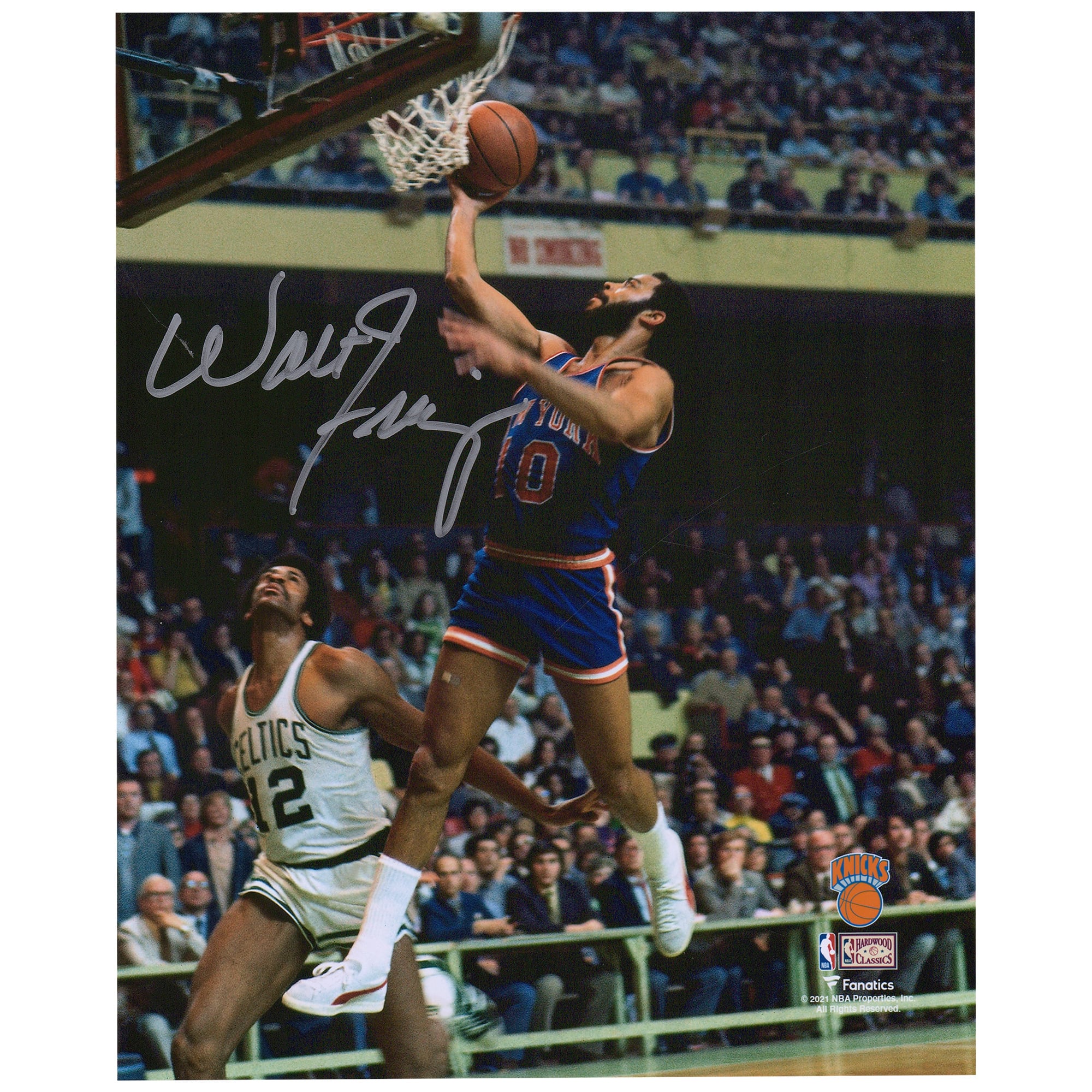 Walt Frazier New York Knicks Autographed 8" x 10" Lay Up vs. Boston Celtics Photograph
