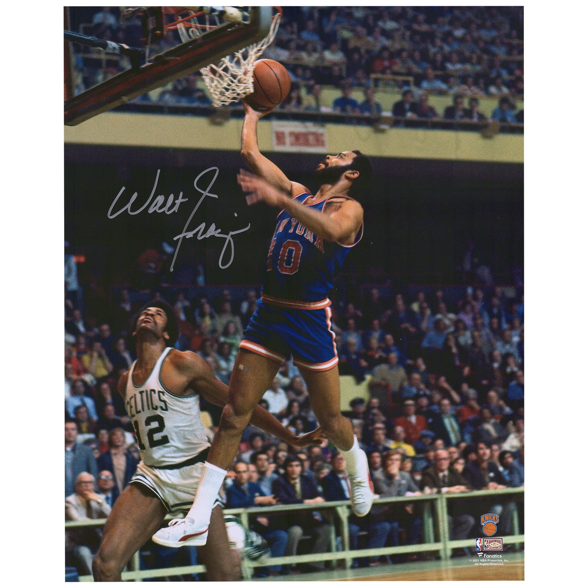 Walt Frazier New York Knicks Autographed 16" x 20" Lay Up vs. Boston Celtics Photograph