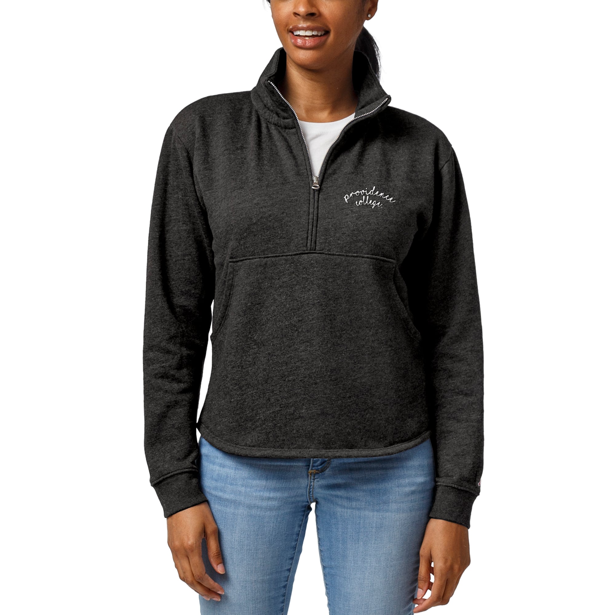 Women's League Collegiate Wear Heathered Black Providence Friars Victory Springs Half-Zip Pullover Jacket