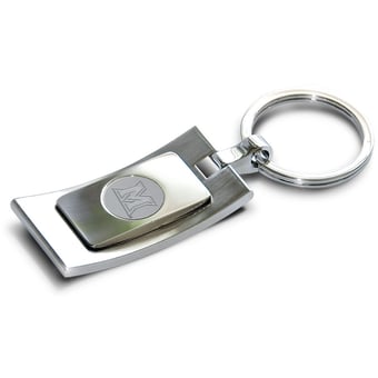 Silver Miami University RedHawks Team Logo Curve Key Ring