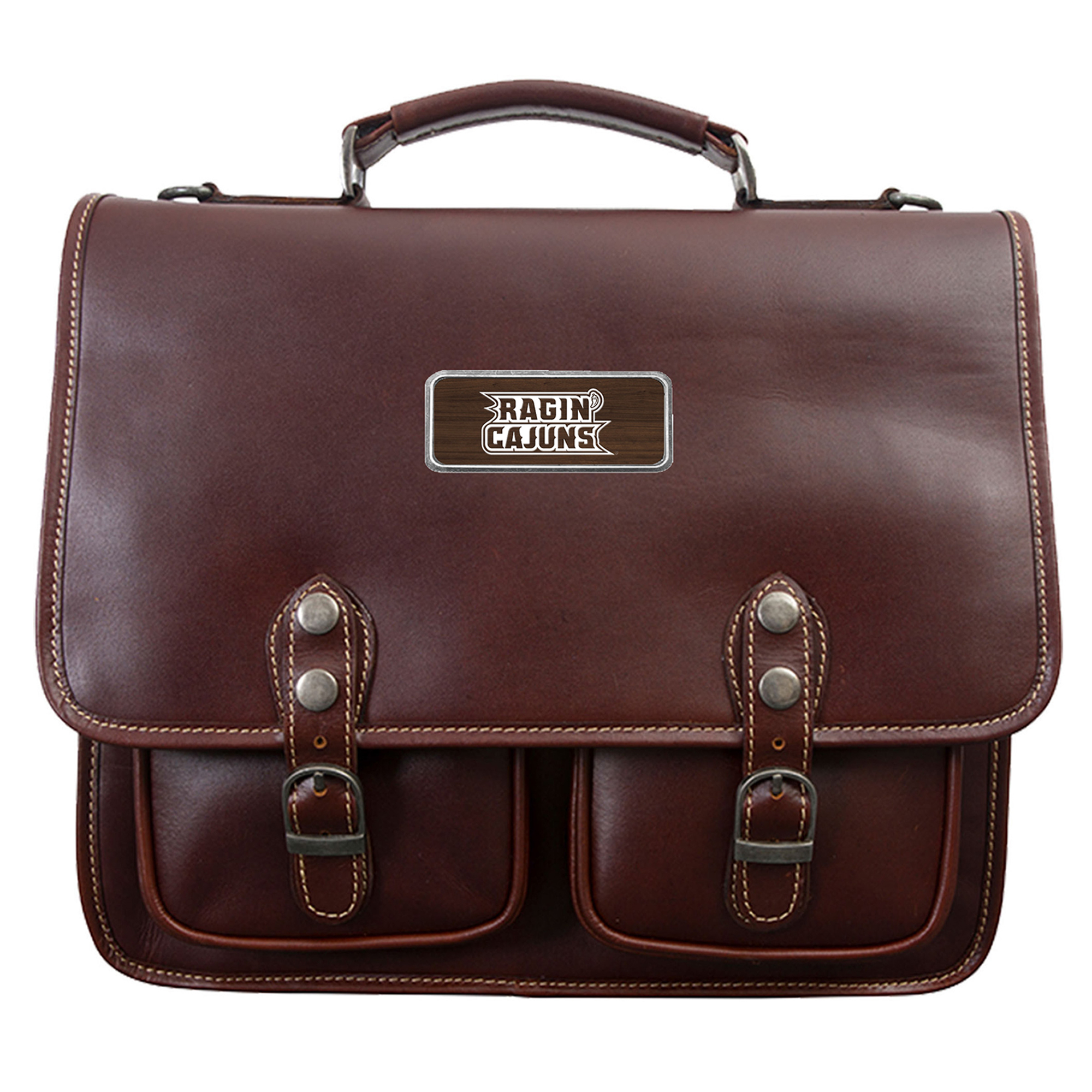 Brown Louisiana Ragin' Cajuns Logo Plate Sabino Canyon Briefcase