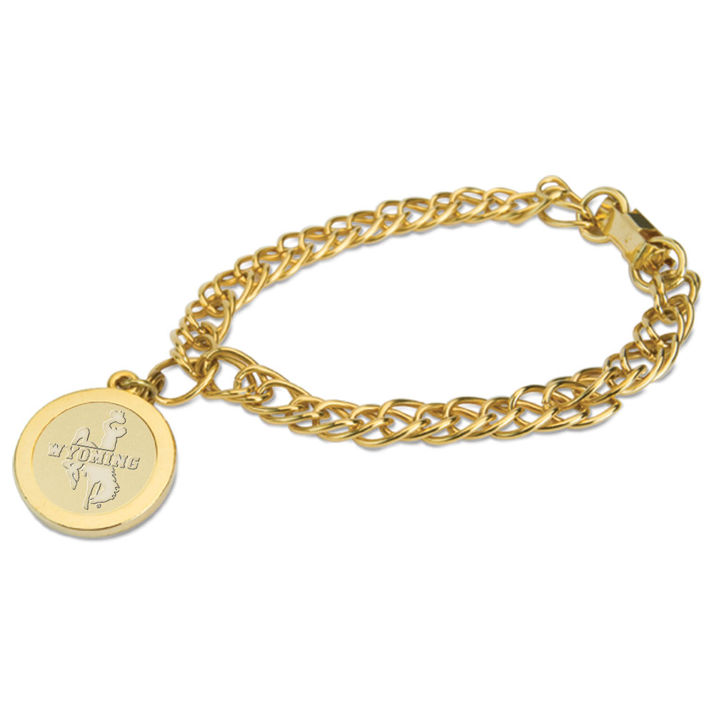 Women's Gold Wyoming Cowboys Charm Bracelet
