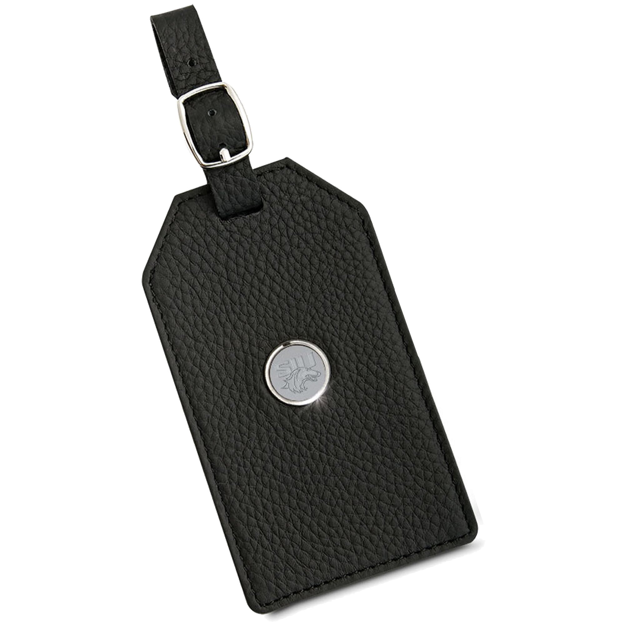 Black Southern Illinois Salukis Leather Luggage Tag