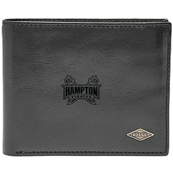 Men's Fossil Black Hampton Pirates Ryan RFID Flip ID Bi-Fold Wallet