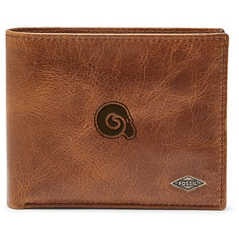 Men's Fossil Brown Albany State Golden Rams Ryan RFID Flip ID Bi-Fold Wallet