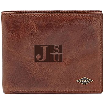 Men's Fossil Brown Jackson State Tigers Ryan RFID Flip ID Bi-Fold Wallet