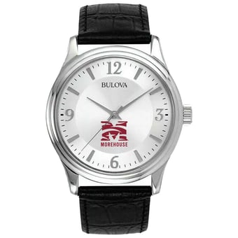 Silver Morehouse Maroon Tigers Leather Watch