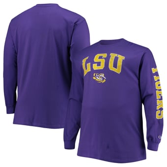 Men's Champion Purple LSU Tigers Big & Tall Arch Over Logo Long Sleeve T-Shirt
